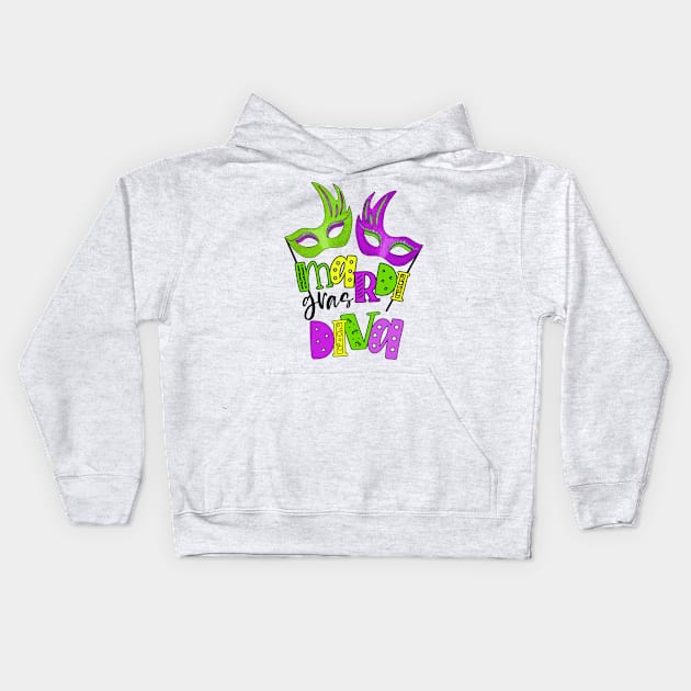 Mardi Gras Diva Kids Hoodie by Designs by Ira